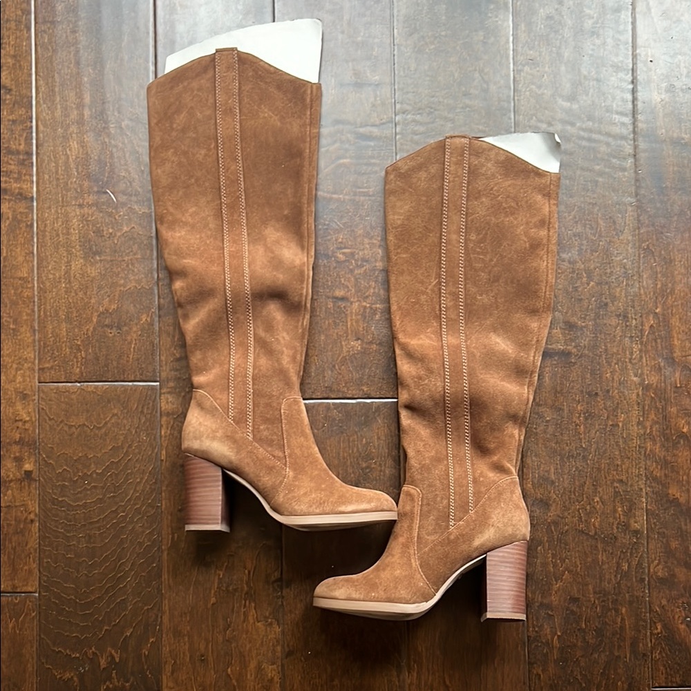 Sole Society Benedict Women's Brown Cow Suede Knee-High Boots